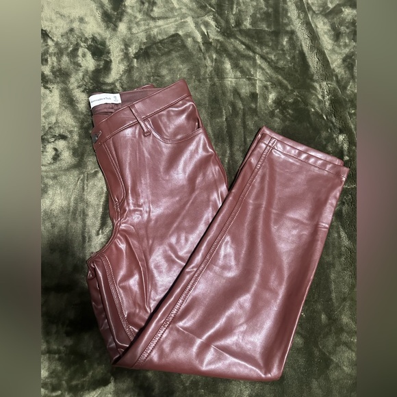 Abercrombie Vegan Leather cross-waist dad pants - Picture 1 of 5